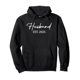 Husband Est 2025 Just Married Honeymoon Hubby Wedding Couple Pullover Hoodie