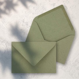 NEUSER PAPIER 150x Kraft paper envelopes DIN C6 green 11.4 x 16.2 cm without window vintage envelopes with wet glue pointed flap
