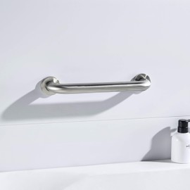 KIBI 12 Inch Stainless Steel Bathroom Safety Grab Bar | Curved Shaped Grab Bar for Bathtubs and Showers, Bathroom Grab Bars for Seniors, Wall Mounted Anti-Slip Support - Brushed Nickel (KGB1012)