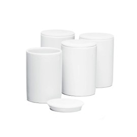 ROMMELSBACHER Ceramic Portion Cup Set JB 4 – 125 ml Each with Lid Suitable for JG 80 Yoghurt Maker White
