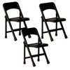 Set of 3 Plastic Toy Miniature Black Folding Chairs for