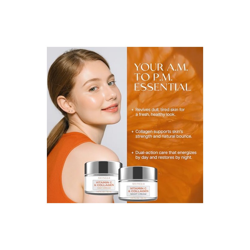 Skin Crema Hidratante Facial Día Noche Vitamina Colágeno Dermatológicamente Probada
