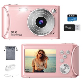 4K Digital Camera for Photography, 64MP Autofocus Vlogging Camera for YouTube, Anti-Shake, LED Screen, 18X Zoom, Point and Shoot Digital Camera for Teens Adult Beginner, 32GB High-Speed SD Card