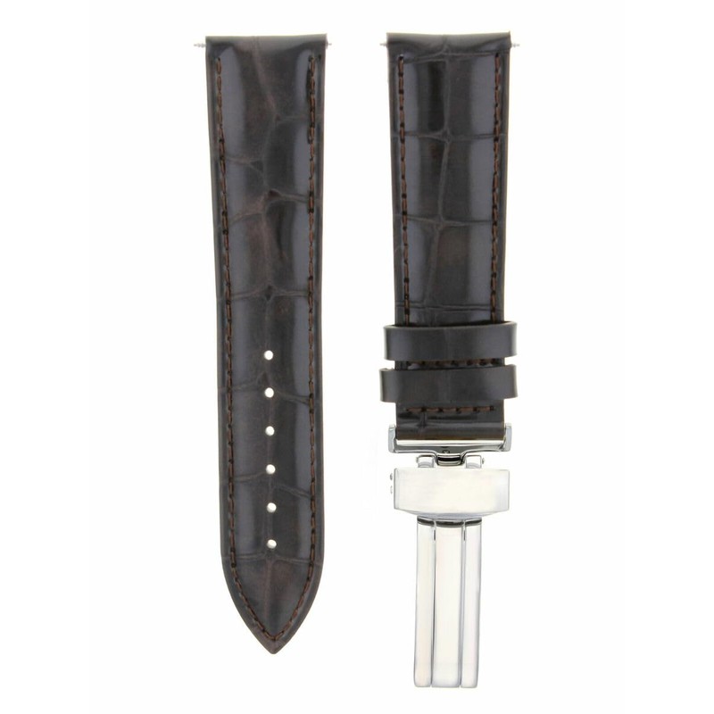 Ewatchparts 22mm Leather Watch Band Strap Deployment Clasp Compatible With