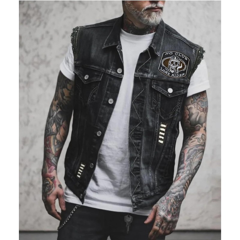 Skull No Club Lone Rider Biker Patch Sew on or