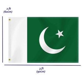 2×3 FT Pakistan Flag,Medium 60×90 CM Pakistani Outdoor Banner,100D Decor,Doube Side Printing For Patio Garden With Brass Gromment
