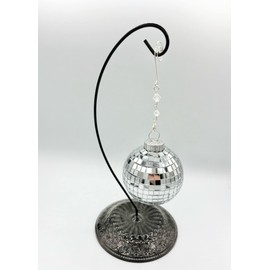 Silver Disco Ball Ornaments, set of 3, mosaic mirror tiles