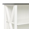 Walker Edison Solid Wood Farmhouse Storage Console, 30 Inch, White/Grey
