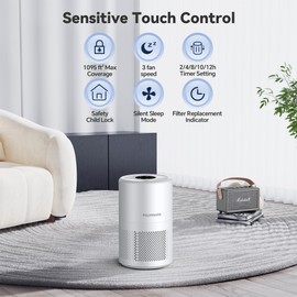 FULMINARE Air Purifiers for Home Large Room, 1095 Ft² Coverage, True HEPA Air Purifier for Bedroom, Pets, Smokers, Air Cleaner with Auto Variable Frequency, Sleep Mode, Timer