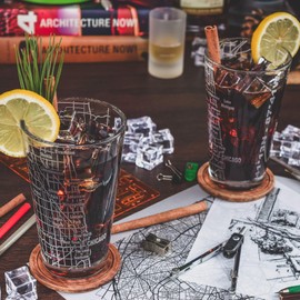Greenline Goods Beer Glasses - 16 oz Drinkware Set for Chicago lovers - Set of 2 - Etched with Chicago, IL Map | Premium Decorative Glassware