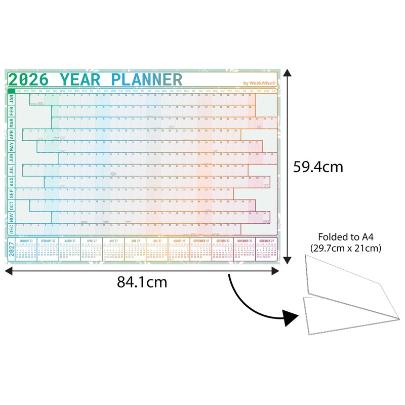 2026 Year Wall Planner - A1 Size (84.1cm x 59.4cm)