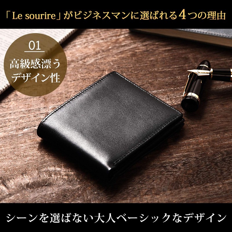 Le sourire Men's Slim Bi-fold Wallet, Genuine Leather - red