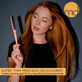 mdlondon BRUSH Tease, Backcombing Brush for Root Lift, Soft Bristle Hair Brush with Non-Slip Grip, Slick Back Hair Brush, Smoothing Brush, Teasing Brush - Genuine mdlondon Hairbrushes for Women & Men