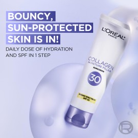L'Oreal Paris Collagen Moisture Filler Face Cream with Broad Spectrum SPF 30, Anti-Aging Moisturizer and Daily Sunscreen, Includes Face Serum Sample