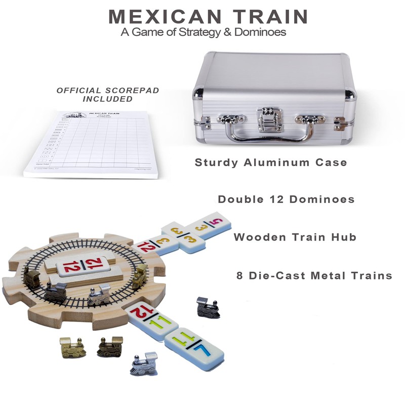 Mexican Train Dominoes Set Double 12 Color with Numbers and