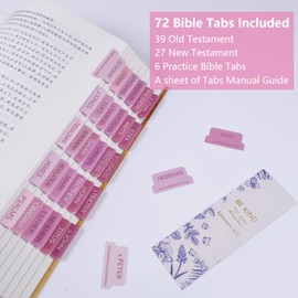 Bible Tabs, 72 Laminated Bible Tabs for Women and Men Study Bible, Easy to Read and Apply, Bible Index Tabs, Large Print Bible Book Tabs, Bible Study Supplies (Gradient Pink)