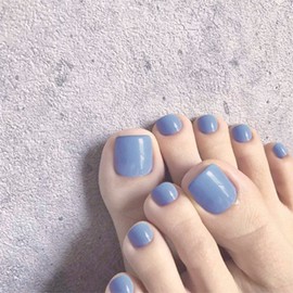 LC Pedicure 24pcs of solid color artificial toenails with one color paddy tip, 1 piece, one color paddy tip 09 sky / 엘씨 페디큐어 원컬러 패디팁 붙이는 단색 인조발톱 24pcs, 1개, 원컬러 패디팁09하늘