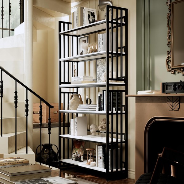 BUZUEY Bookshelf, 6 Tier Bookshelf,35.5 * 72in Tall Bookcase Shelf
