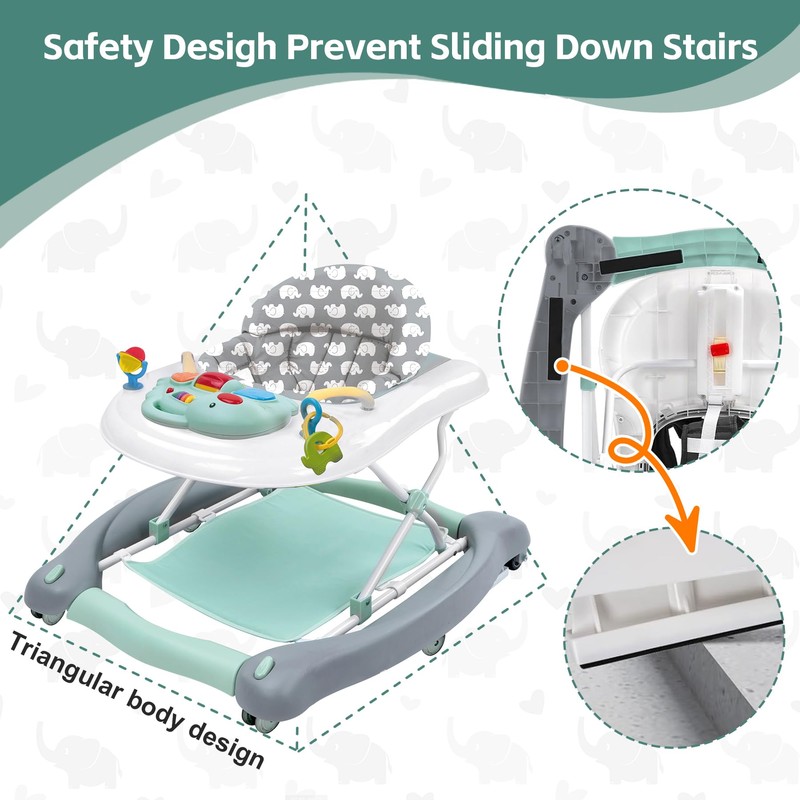 Foldable Baby 5-in-1 Activity Walker - Rocker, Activity Center, Bouncer,