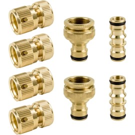 Wzzy Gurden 8 Pack Garden Hose Pipe Fittings Kit for Outdoor tap&Join Hose Pipe Tube(2 Double Male Snap Connector,4 Hose End Quick Connector,2 Hose Tap Connector 1/2 Inch &3/4 Inch Size 2-in-1)