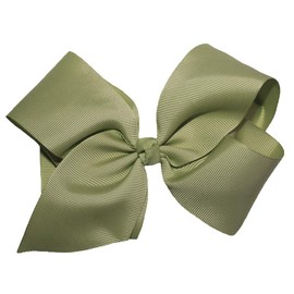 WD2U Girls 6" by 5" Large GrosGrain Knot Boutique Hair Bow French Clip Barrette (Sage Green)