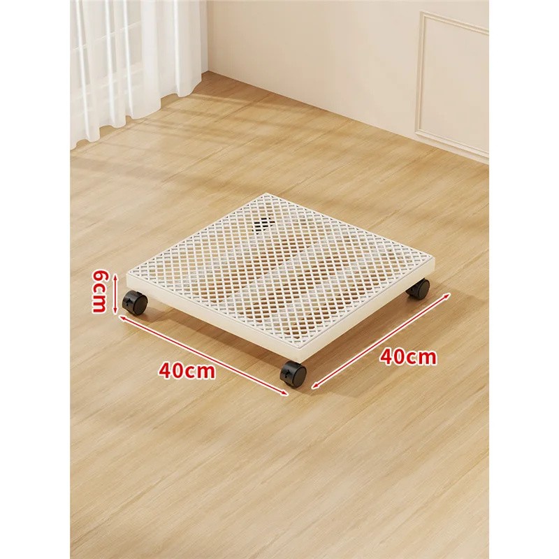 Round Iron Plant Caddy with Locking 360° Wheels, Mobile Flower