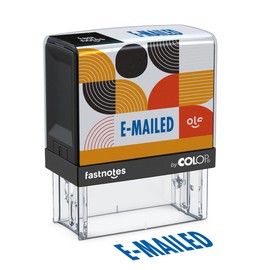 Fastnotes E-MAILED Self-Inking Rubber Stamp by COLOP - Great for Office Documents, Notary, Warehouse, Accounting Paperwork, Business, and Legal Documentation - Blue Ink (E-MAILED- Blue)