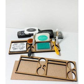 Polkadoodles Rectangular Ink pad and Brush Holder Double Whammy - MDF DIY kit, Card Making, Craft,¬¨‚Ä† Scrapbooking
