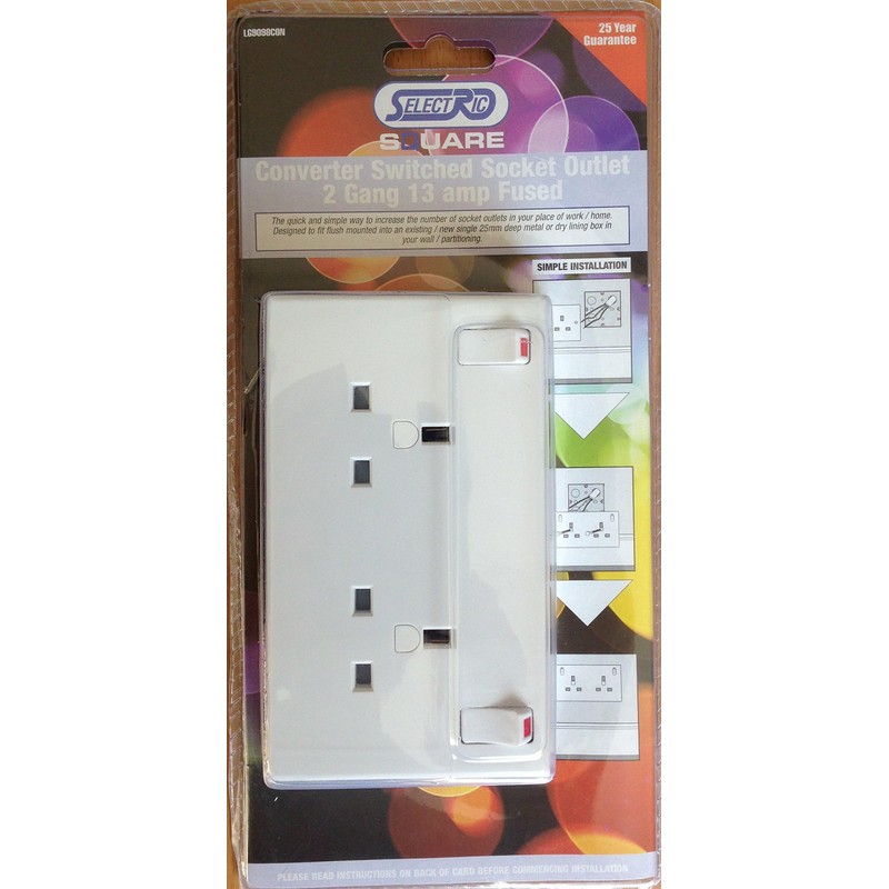 Single To Double Socket Converter (1 Gang To 2 Gang)