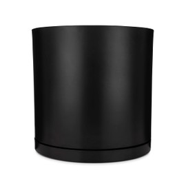 Austin Avenue Accents Black Modern Flower Pot with Round Saucer - Fits Mid-Century Modern Plant Stand - 10 Inch Planter - Matte Black Powder Coated Aluminum