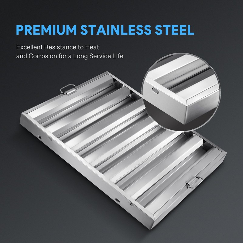 WILPREP Stainless Steel Range Hood Filters, 19.5 x 24.6 Inches