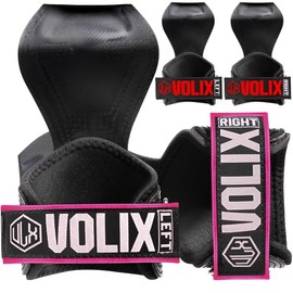 VOLIX Power Grip Pro [No Wrist Pain] Tensile Strength 1688.7 lbs (762 kg), Muscle Training, Pull Up (Pink (Small))