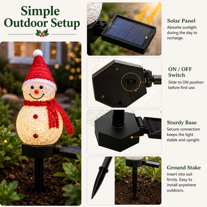 Solar Snowman Garden Light for Christmas Décor – Waterproof LED