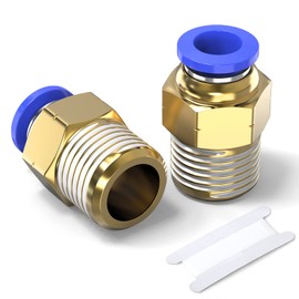 TAILONZ PNEUMATIC Male Straight 6mm Tube OD x 1/4 Push to Connect PT Thread Fitting PC6-02 (Pack of 2)