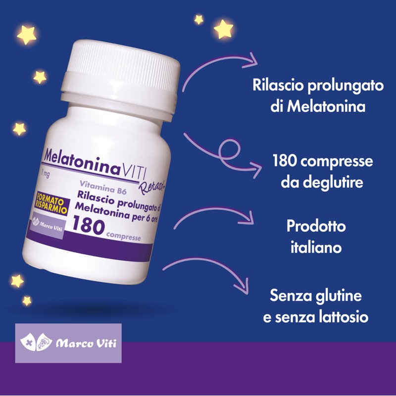 Melatonina Viti Retard - 180 Compresse a Rilascio Prolungato, Integratore