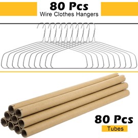 Didaey 80 Sets Dry Cleaner Hangers 18 Inch Drapery Hanger and Tubes with Strong 10.5 Gauge Wire for Heavy Items