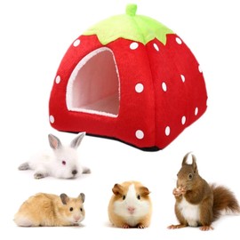 Small Animal Bed Cuddly Bed, Multifunctional Small Animal Winter House, Warm Plush Cotton Pet Bed, Sleeping Bed, Cave Accessories with Removable Mat for Hamsters, Guinea Pigs, Chinchilla Rats