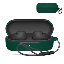 for Sony WF-C510 Case Cover,Wireless Earphone Silicone Protective Cover(with Carabiner + Lanyard) Drop-Proof,Scratch-Proof, Shock-Proof, Reserved Charging Port,Case for WF-C510(Green)