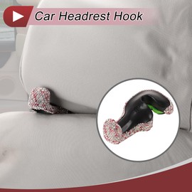 HEROFFIX 1 Pcs for Purses and Bags, Umbrella Etc Car Seat Headrest Hook Sturdy Car Seat Back Organizer Hooks Black Pink ABS Rhinestone 4.09"x2.13"