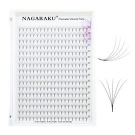 NAGARAKU Volume Eyelash Extension Eyelashes, Narrow Handle, Lightweight, Dense, Premade Fans Eyelash Extensions, Artificial Eyelashes, 16 Rows (5D 0.07 mm Thickness, D Curl, 10 mm)