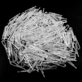 MEETOOT 300pcs Transparent Plastic Alligator Clip 38mm Shirt Fixing Packing Clip U Shape Plastic Clothespins for Ties Socks Pants Shirts