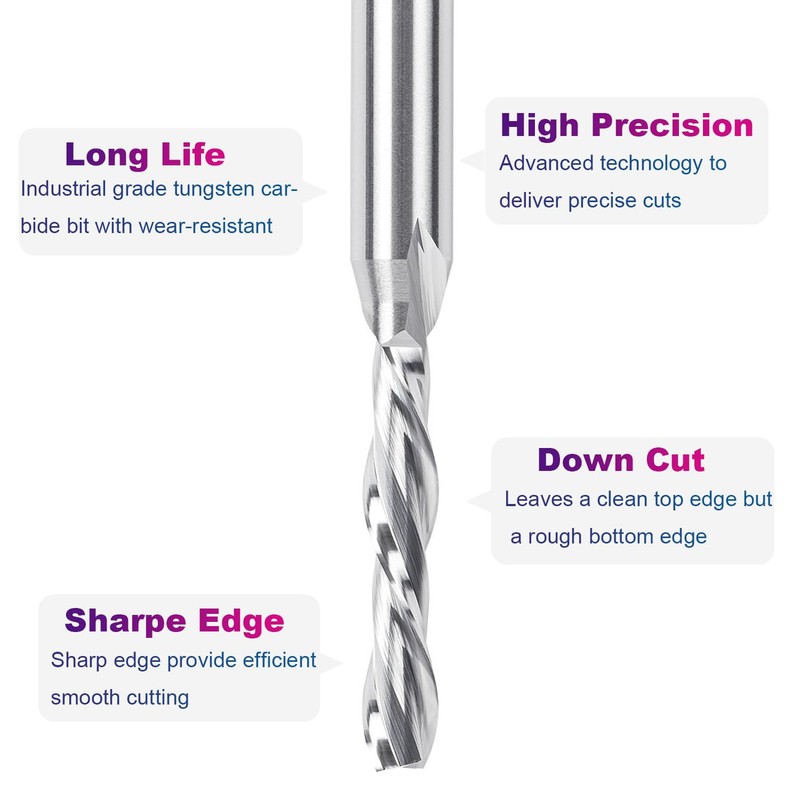 SpeTool 3/16" Cutting Diameter Downcut Spiral Router Bit 1/4" Shank