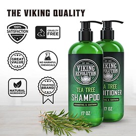 Viking Revolution Juego de champú y acondicionador de árbol de té, hidrata, hidrata y alivia el cuero cabelludo seco y con picazón, con aceite de árbo