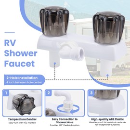 Rv Outside Shower, Camper Outdoor Shower Kit, Rv Exterior Faucet Box with Head and Hose for Travel Trailer Van and Boat, White