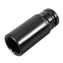 Sourcingmap 1/2" Drive by 24mm Deep Impact Socket, Heat-Treated CR-V Steel, 6-Point, Metric Sizes