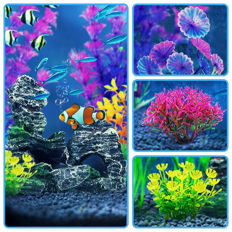 QUOZUO QUOZUO Fish Tank Accessories Artificial Plants, 9pcs Green Aquarium