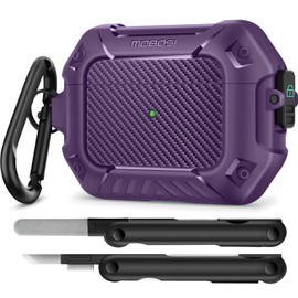 MOBOSI for AirPod Pro Case with Cleaner Kit, Compatible with Airpods Pro 2 Case Cover 1st/2nd Generation with Lock & Keychain, Full Body Shockproof Protective Case (2023/2022/2019), Purple