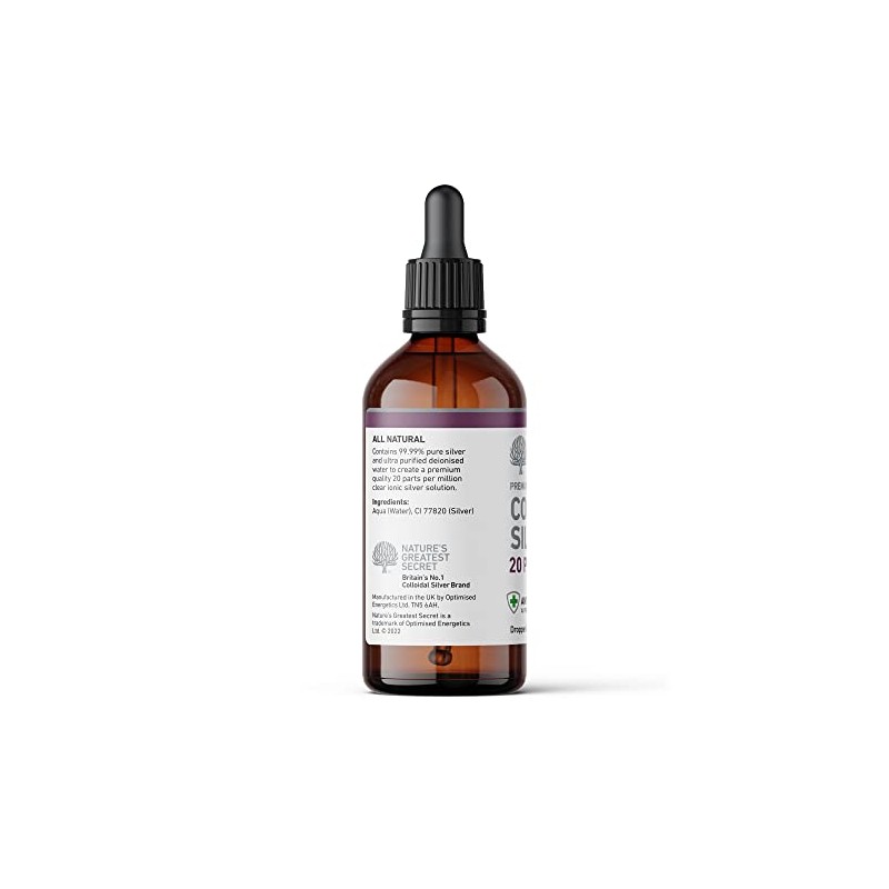 Nature's Greatest Secret Premium Quality Antibacterial 20ppm Colloidal Silver Dropper