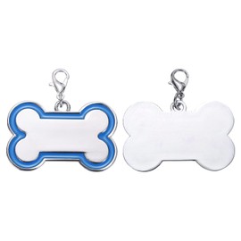 sourcing map Pet ID Tags Bone Shape, 45x30mm Metal Personalize Engraved Both Sides Blank Tags Stamping Pet Supplies Engrave Name Number for Pet Dog ID Tags, Pendant Decoration (Blue)