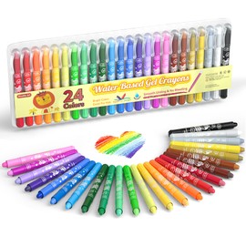 Shuttle Art 24 Colors Gel Crayons for Toddlers, Non-Toxic Crayons Set for Kids Children Coloring, Crayon-Pastel-Watercolor Effect, Ideal for Paper